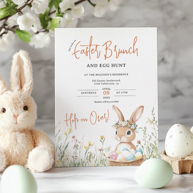 Convites Whimsical Bunny Páscoa Brunch e Ovo Hunt (Whimsical Bunny Easter Brunch and Egg Hunt Invitation)