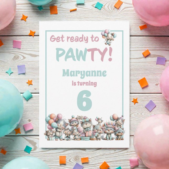 Convites Whimsical Cat Watercolor Birthday Invitation (Criador carregado)