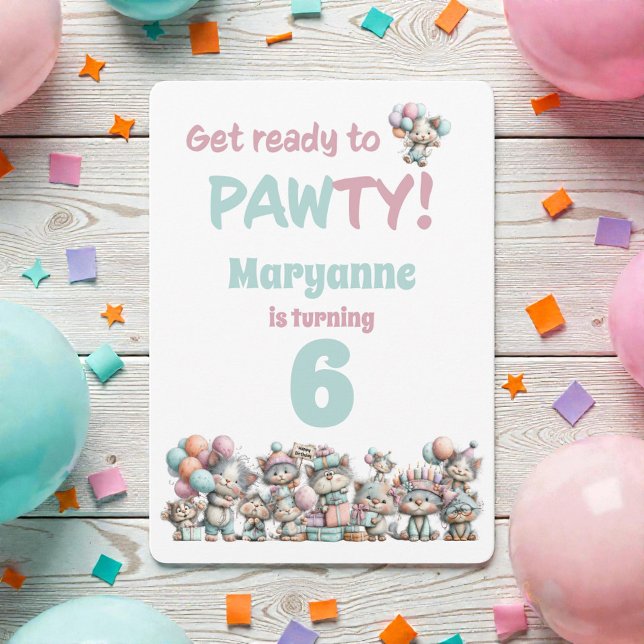 Convites Whimsical Cat Watercolor Birthday Invitation (Criador carregado)