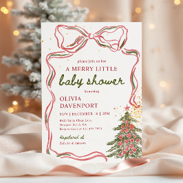Convites Whimsical Christmas Bow Merry Little Baby Shower