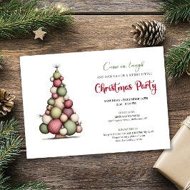 Convites Whimsical Christmas Tree Red Green Holiday Invite