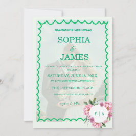 Convites Whimsical Citrus Green & flower Wedding 