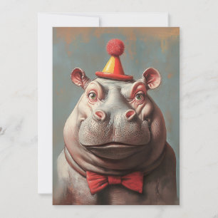 Convites Whimsical Clowe Hippo Retrato