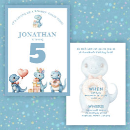 Convites Whimsical Custom Blue Dinosaur Birthday Invitation