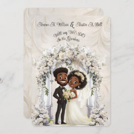 Convites Whimsical Dark Skin Node Groom Arch