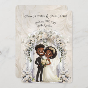 Convites Whimsical Dark Skin Node Groom Arch