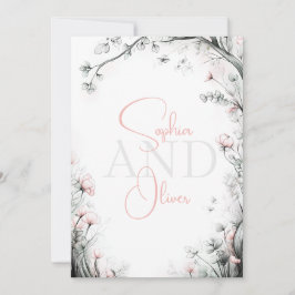 Convites Whimsical Delicate Blush Floral Branch 