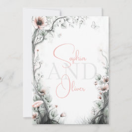 Convites Whimsical Delicate Blush Floral Branch 
