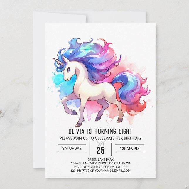 Convites Whimsical Digital Horse Aniversário (Frente)