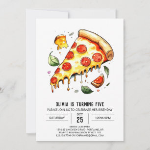 Convites Whimsical Digital Pizza Birthday
