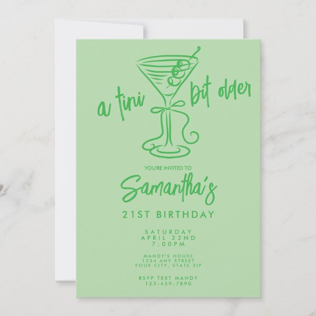 Convites Whimsical Doodle A Tini Bit Older 21st Birthday (Frente)