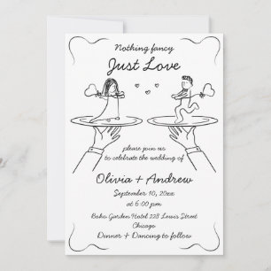 Convites Whimsical Drawn Handwrite Quirky Wedky
