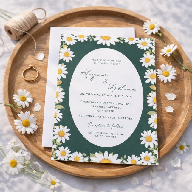Convites Whimsical Elegant Green Floral Border Wedding  (Criador carregado)