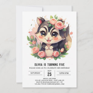 Convites Whimsical Elegant Skunk Birthday
