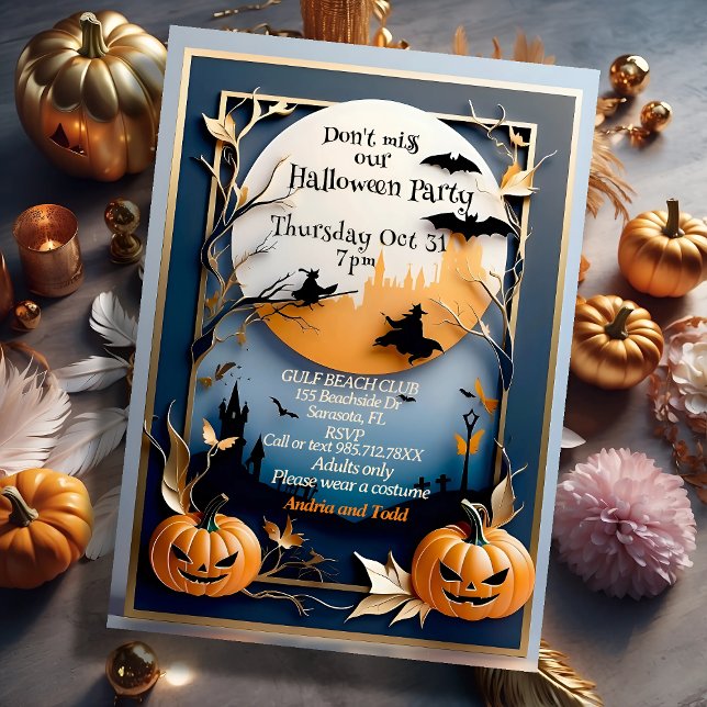 Convites Whimsical elegant spooky Halloween Invitation (Criador carregado)