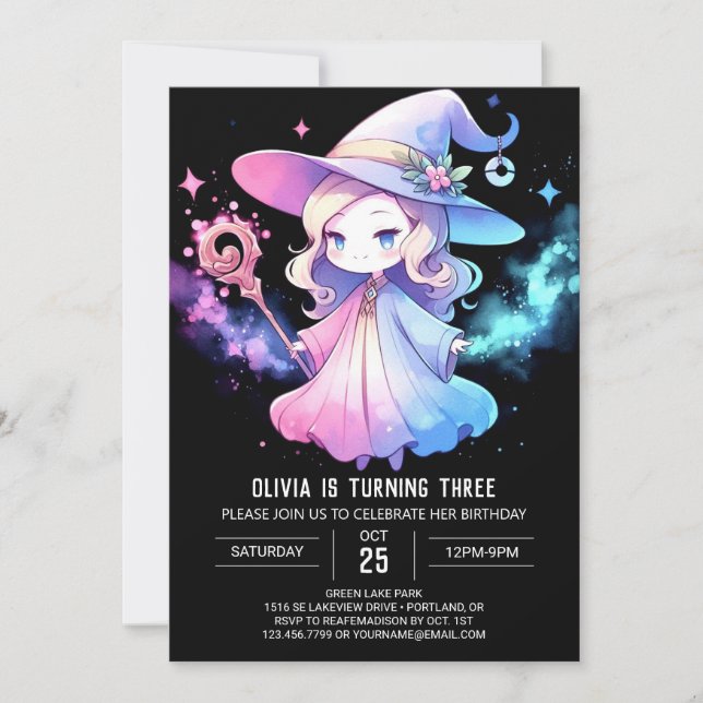 Convites Whimsical Elegant Wizard Birthday (Frente)
