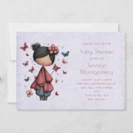 Convites Whimsical Fairy Doll Retro Cute Baby Shower