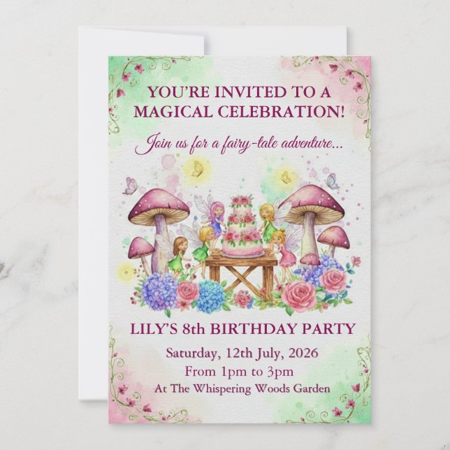 Convites Whimsical Fairy Tale Birthday Card Invitation (Frente)