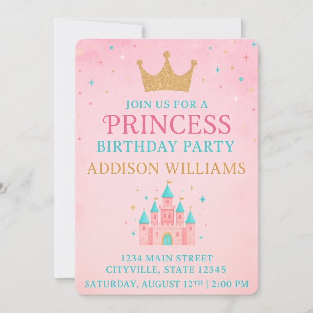 Convites Whimsical Fairytale Princess Castle Birthday (Frente)