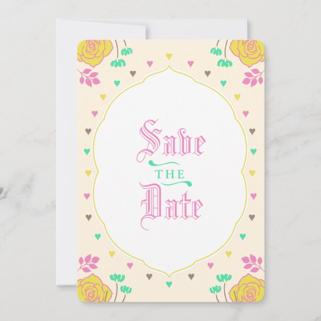 Convites Whimsical Fairytale Weding the Date Card (Frente)