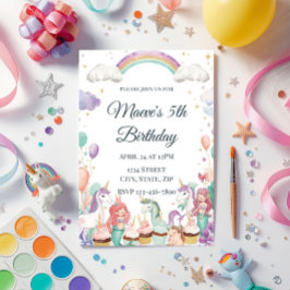 Convites Whimsical Fantasy Creatures Kids Birthday Party