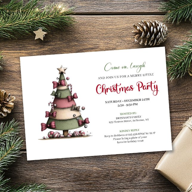 Convites Whimsical festive tree modern holiday invitation (Whimsical festive tree modern holiday invitation)