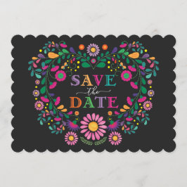 Convites Whimsical Fiesta Floral Heart Wreath Salve a Data