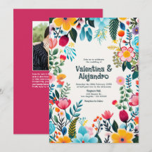 Whimsical Floral Fiesta Weding Photo e Código QR