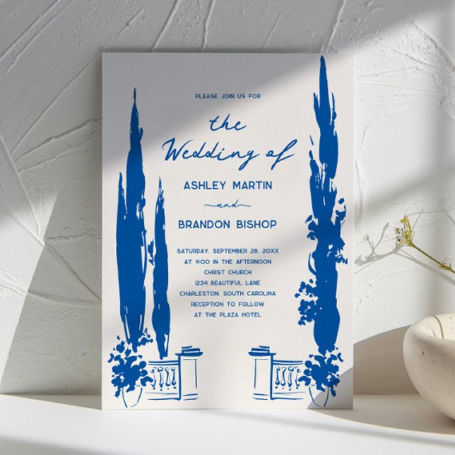 Convites Whimsical French Blue Garden Pastoral Wedding  (Criador carregado)