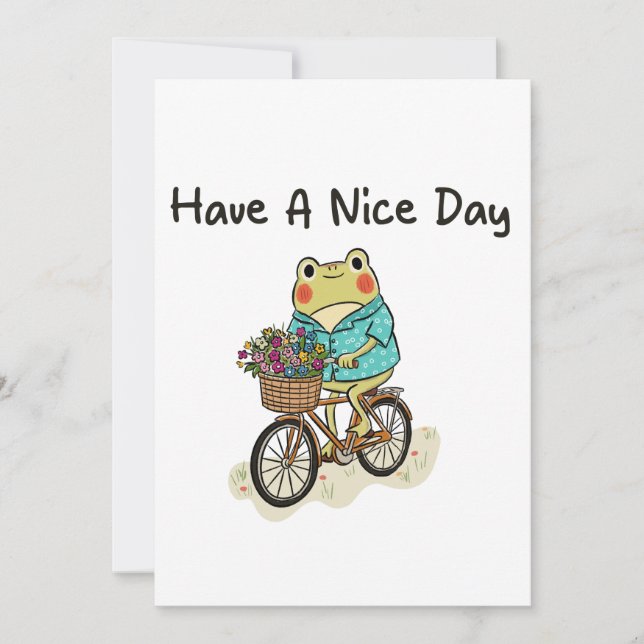 Convites Whimsical Frog Riding A Bike Illustration (Frente)