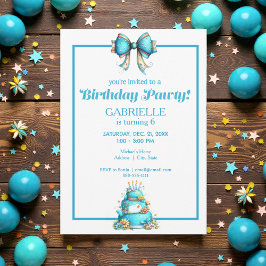 Convites Whimsical Fun Teal Birthday 