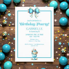 Convites Whimsical Fun Teal Birthday 