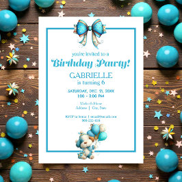 Convites Whimsical Fun Teal Birthday 