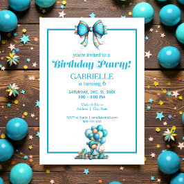 Convites Whimsical Fun Teal Birthday 