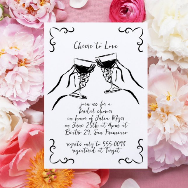 Convites Whimsical Funky Chees to Love Wine Chá de panela (Criador carregado)