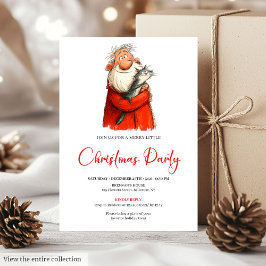 Convites Whimsical Funny Santa Festive Christmas Invitation