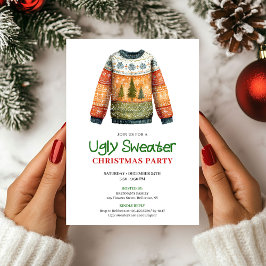 Convites Whimsical Funny Ugly Sweater Holiday Design