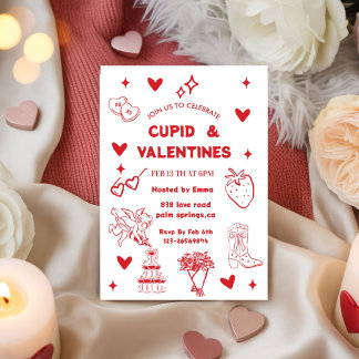 Convites Whimsical Galentines Cupid & Galentine's  Party