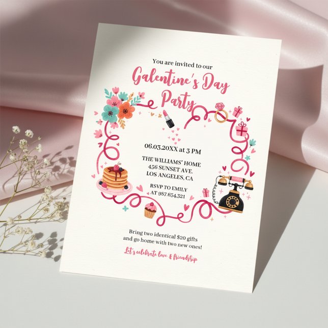 Convites Whimsical Galentines Invitation Vintage Phone (Criador carregado)