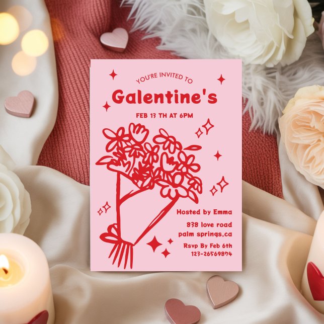 Convites Whimsical Galentines Valentines girls  Party (Criador carregado)