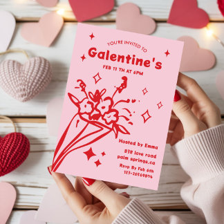 Convites Whimsical Galentines Valentines girls  Party