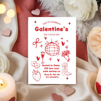 Convites Whimsical Galentines Valentines girls  Party