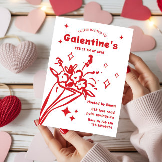 Convites Whimsical Galentines Valentines girls  Party