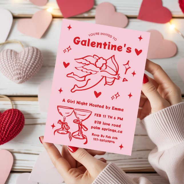 Convites Whimsical Galentines Valentines girls  Party (Criador carregado)