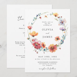 Convites Whimsical Garden Wildflower All-In-One Wedding