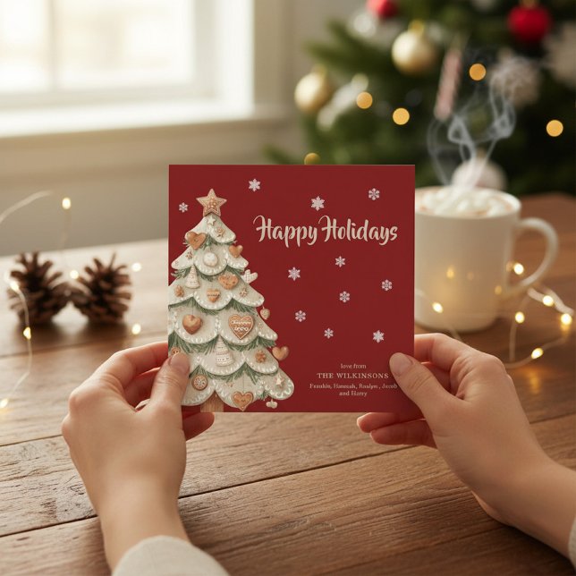 Convites Whimsical Gingerbread Tree Holiday Greeting Card (Criador carregado)