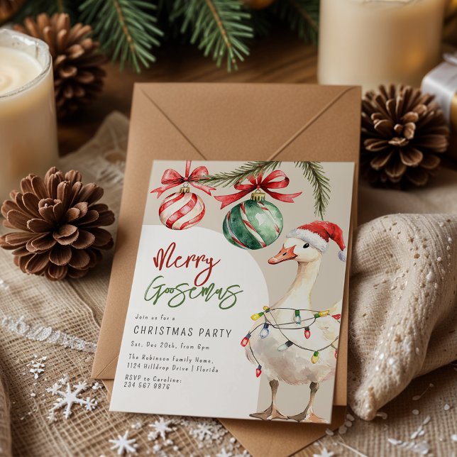 Convites Whimsical Goose Christmas Party (Criador carregado)
