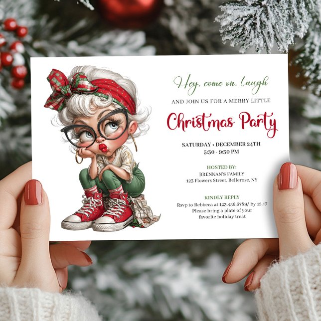 Convites Whimsical Grandma Holiday Cartoon Event Invite (Whimsical Grandma Holiday Cartoon Event Invite)