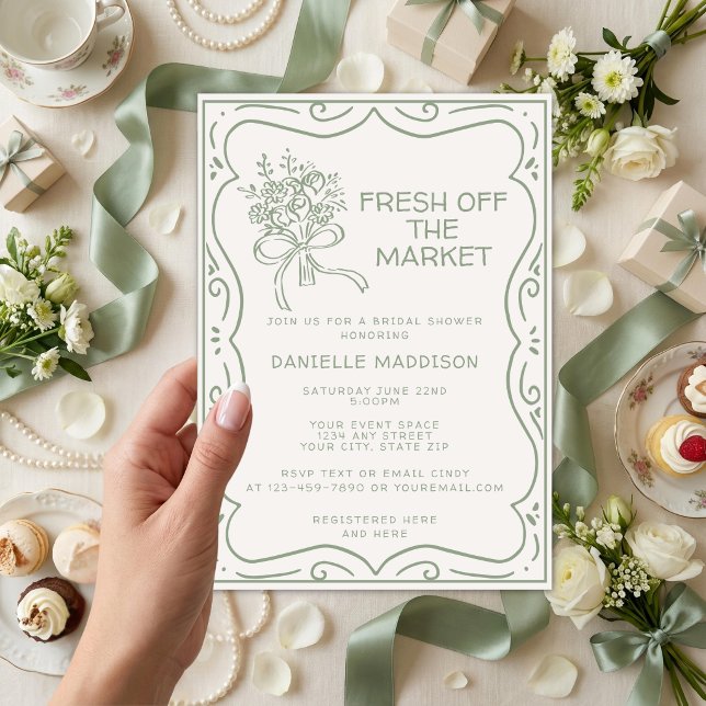 Convites Whimsical Green Fresh Off The Market Bridal Shower (Criador carregado)