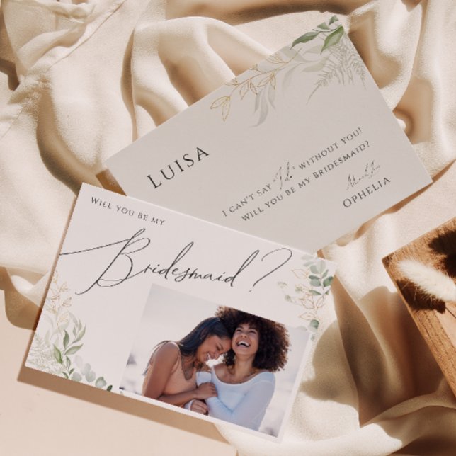 Convites Whimsical Greenery e Dourada placa de ponte fotogr (Criador carregado)